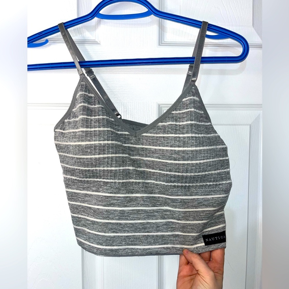 Nautica Gray Striped Women's sports bra size large